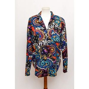 Vintage Teddi womens blouse button down L+ 80s